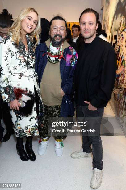 Elisabeth von Thurn und Taxis , Takashi Murakami and Nicholas Kirkwood attend Murakami & Abloh: Future History at Gagosian Gallery Davies Street on...