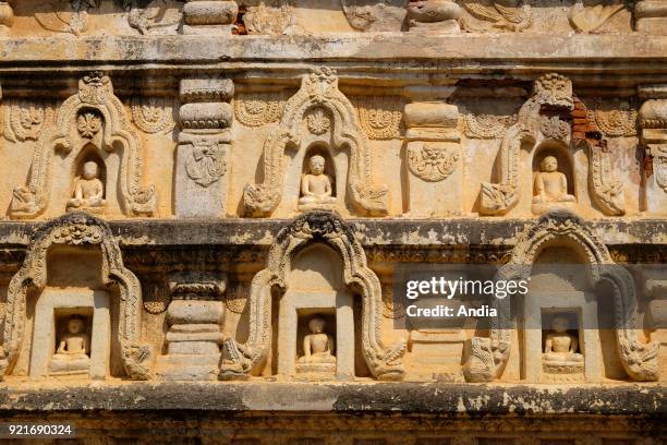 Bagan Archaeological Zone with a detail of the facade of the Mahabodhi Pagoda dating back to the 13th century.