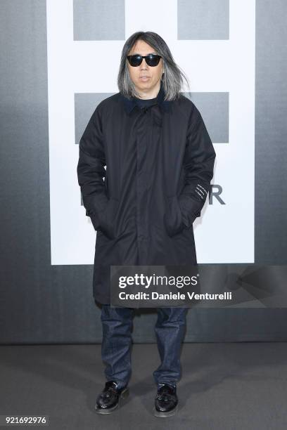 Hiroshi Fujiwara attends Moncler Genius during Milan Fashion Week on February 20, 2018 in Milan, Italy.