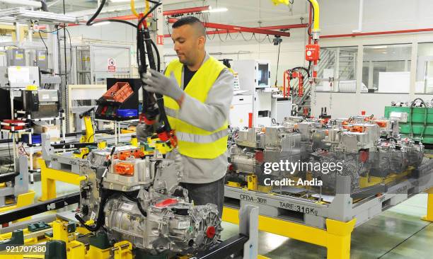 Renault factory in Cleon, on . Production line of the R240 electric motors mainly for Renault ZOE .