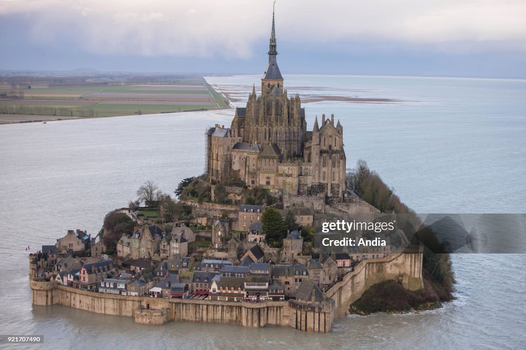 Aerial view of Le Mont Saint-Michel.