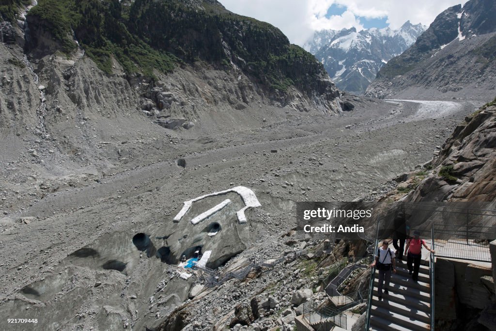 Ice cave of the valley glacier 'Mer de Glace' (Sea of Ice).