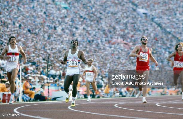 Los Angeles, CA Jürgen Hingsen, Daley Thompson, Men's decathlon 400 metres competition, Memorial Coliseum, at the 1984 Summer Olympics, August 8,...