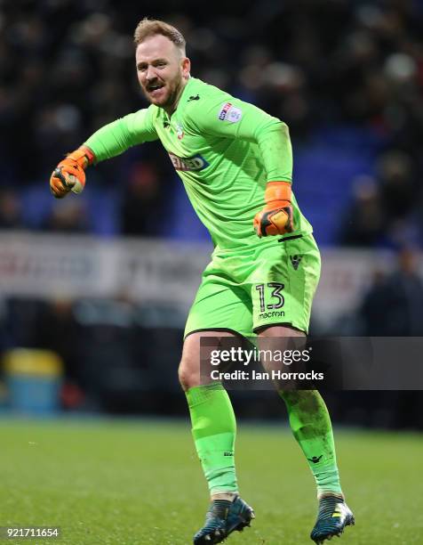 Ben Alnwick of Bolton celebrates on the final whistle during the Sky Bet Championship match between Bolton Wanderers and Sunderland at Macron Stadium...