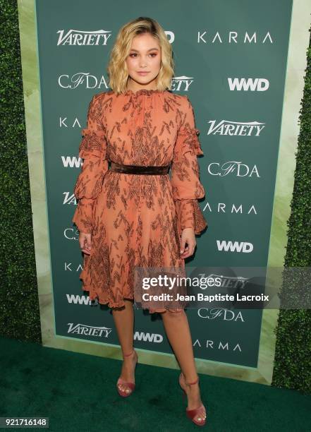 Olivia Holt arrives to the Council of Fashion Designers of America luncheon held at Chateau Marmont on February 20, 2018 in Los Angeles, California.