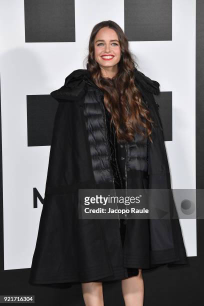 Matilde Gioli is seen at the Moncler Genius event during Milan Fashion Week Fall/Winter 2018/19 on February 20, 2018 in Milan, Italy.