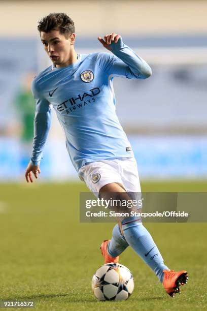 Brahim Diaz of Man City in action during the UEFA Youth League Round of 16 match between Manchester City and Inter Milan at Manchester City Football...