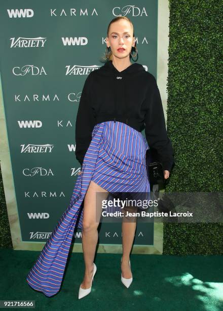 January Jones arrives to the Council of Fashion Designers of America luncheon held at Chateau Marmont on February 20, 2018 in Los Angeles, California.