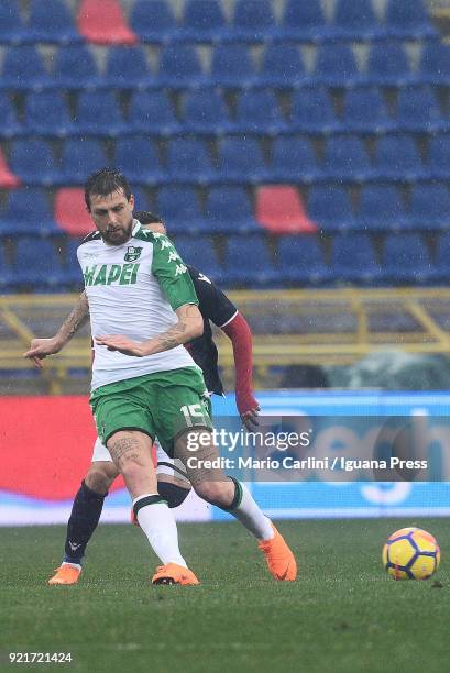 Francesco Acerbi of US Sassuolo in action during the serie A match between Bologna FC and US Sassuolo at Stadio Renato Dall'Ara on February 18, 2018...