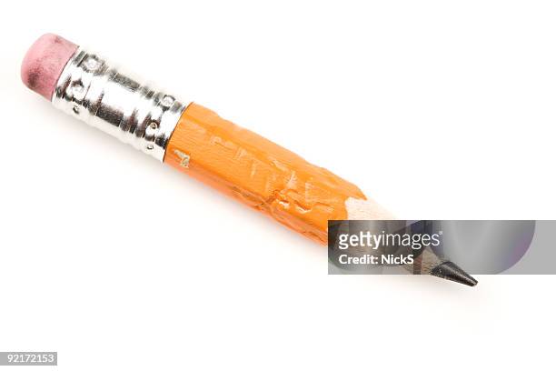 short chewed pencil - pencil stock pictures, royalty-free photos & images
