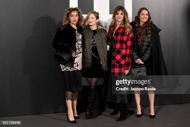 Valeria Golino, Alba Rohrwacher, Vittoria Puccini and Matilde Gioli are seen at the Moncler Genius event during Milan Fashion Week Fall/Winter...