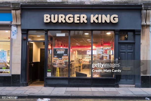 Branch of Burger King is pictured on February 19, 2018 in Bath, England. The number of takeaway restaurants has increased significantly in the last...