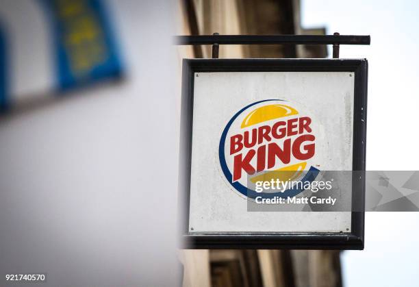 Branch of Burger King is pictured on February 19, 2018 in Bath, England. The number of takeaway restaurants has increased significantly in the last...