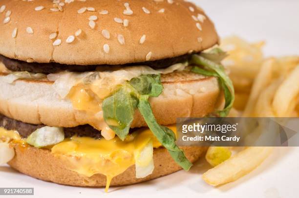 In this photo illustration, fast food from a branch of McDonald's is pictured on February 20, 2018 in Bristol, England. The number of takeaway...