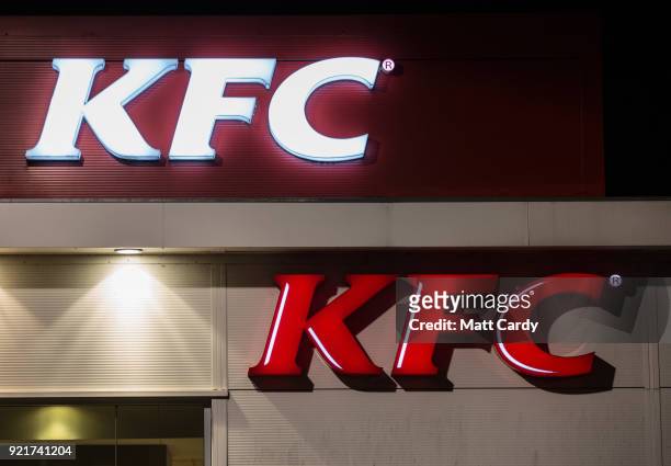 Branch of KFC is pictured on February 20, 2018 in Bristol, England. The number of takeaway restaurants has increased significantly in the last few...