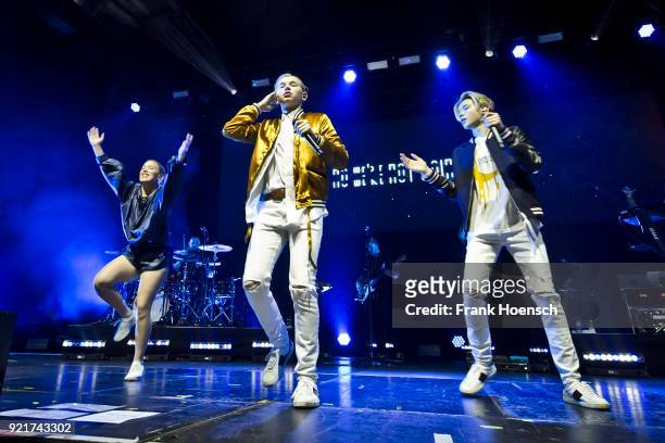 Marcus Gunnarsen and Martinus Gunnarsen of the Norwegian band Marcus & Martinus perform live on stage during a concert at the Columbiahalle on...