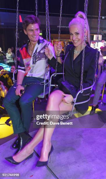 Oliver Cheshire and Pixie Lott attend the Naked Heart Foundation's Fabulous Fund Fair at The Roundhouse on February 20, 2018 in London, England.