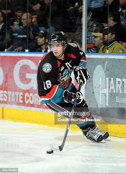 Shane McColgan of the Kelowna Rockets skates against the Kelowna Rockets at Prospera Place on October 17, 2009 in Kelowna, Canada.