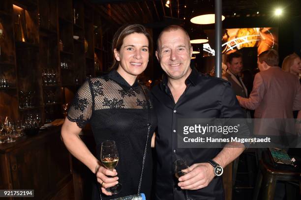 Heino Ferch and his wife Marie-Jeanette during the Breitling Roadshow '#LEGENDARYFUTURE' Navitimer 8 at Freiheizhalle on February 20, 2018 in Munich,...