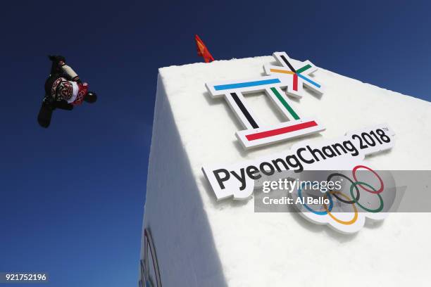 Max Parrot of Canada practices prior to the Men's Big Air Qualification on day 12 of the PyeongChang 2018 Winter Olympic Games at Alpensia Ski...