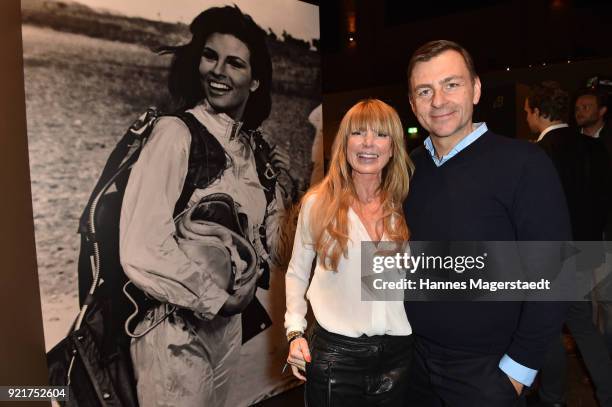 Guido Kellermann and his wife Casha Kellermann during the Breitling Roadshow '#LEGENDARYFUTURE' Navitimer 8 at Freiheizhalle on February 20, 2018 in...