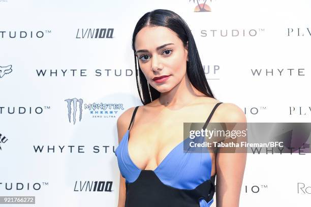 Guest attends the Whyte Studio Freestyle Event during London Fashion Week February 2018 at The White Space on February 20, 2018 in London, England.