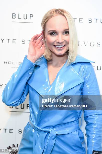 Bianca Whyte attends the Whyte Studio Freestyle Event during London Fashion Week February 2018 at The White Space on February 20, 2018 in London,...