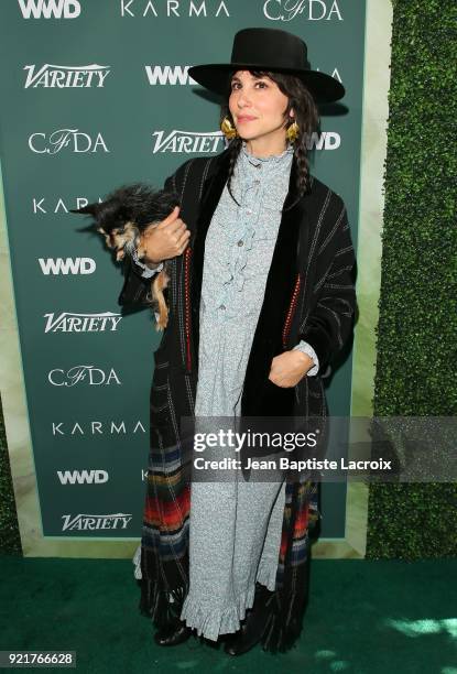 Raquel Allegra arrives to the Council of Fashion Designers of America luncheon held at Chateau Marmont on February 20, 2018 in Los Angeles,...