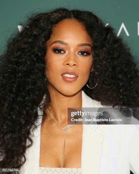 Serayah McNeill arrives to the Council of Fashion Designers of America luncheon held at Chateau Marmont on February 20, 2018 in Los Angeles,...