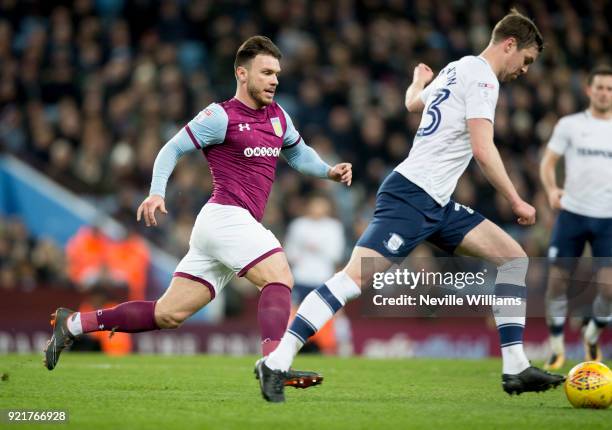 Scott Hogan of Aston Villa during the Sky Bet Championship match between Aston Villa and Preston North End at Villa Park on February 20, 2018 in...