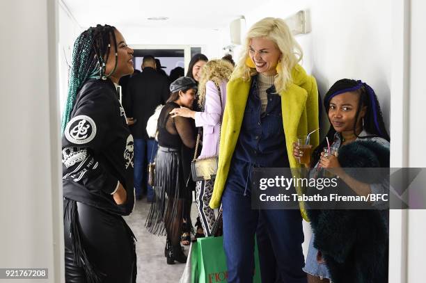 Guests are seen at the Whyte Studio Freestyle Event during London Fashion Week February 2018 at The White Space on February 20, 2018 in London,...