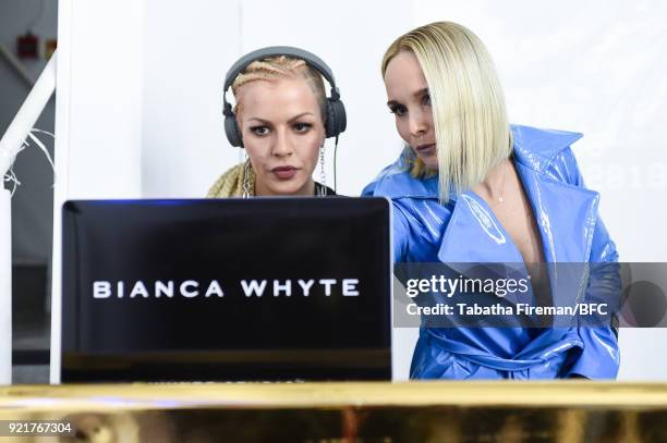 Bianca Whyte and her mother attend the Whyte Studio Freestyle Event during London Fashion Week February 2018 at The White Space on February 20, 2018...