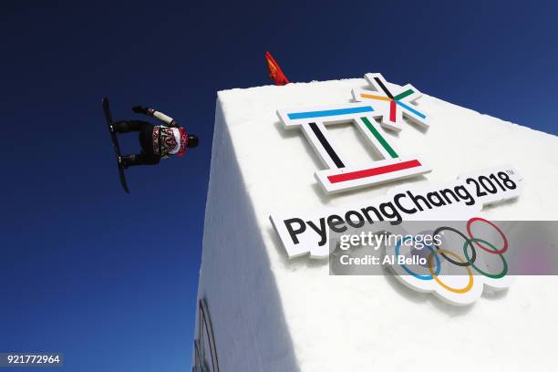Max Parrot of Canada practices prior to the Men's Big Air Qualification on day 12 of the PyeongChang 2018 Winter Olympic Games at Alpensia Ski...