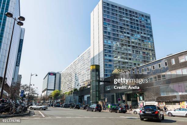 Office and apartment buildings in the district of the Montparnasse railway station, 'rue du Commandant Rene Mouchotte' street between the 14th and...