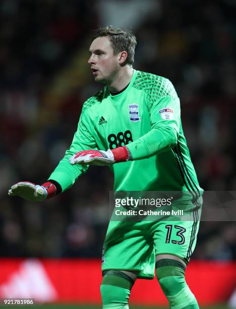 David Stockdale of Birmingham City during the Sky Bet Championship match between Brentford and Birmingham City at Griffin Park on February 20, 2018...