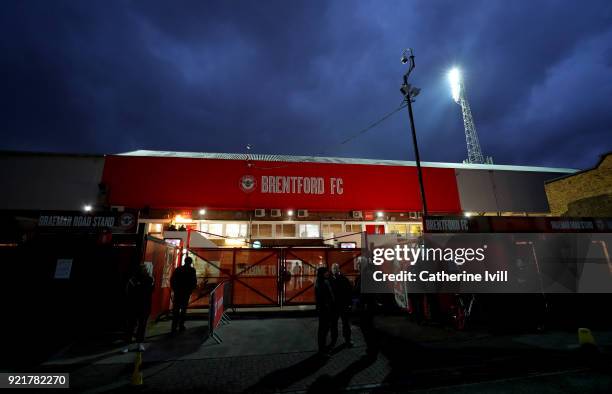 General view outside the stadium before the Sky Bet Championship match between Brentford and Birmingham City at Griffin Park on February 20, 2018 in...