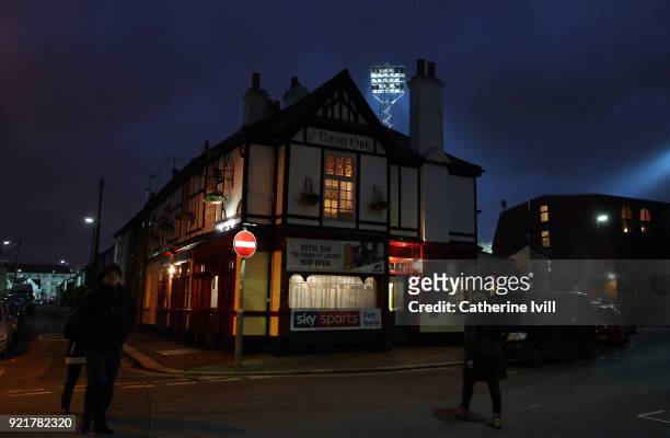 General view of a pub outside the stadium before the Sky Bet Championship match between Brentford and Birmingham City at Griffin Park on February 20,...