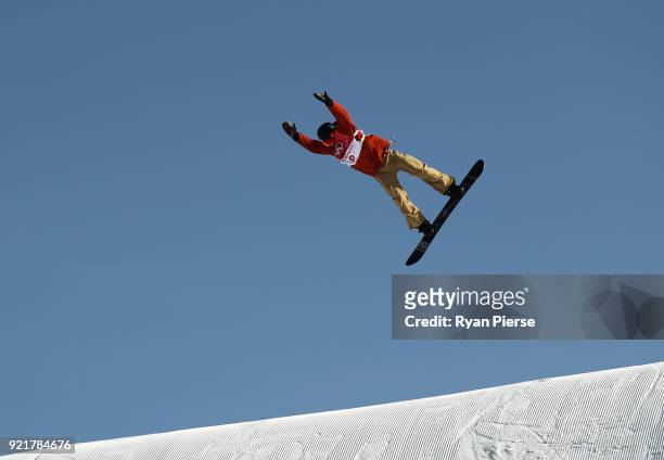 Seppe Smits of Belgium competes during the Men's Big Air Qualification on day 12 of the PyeongChang 2018 Winter Olympic Games at Alpensia Ski Jumping...