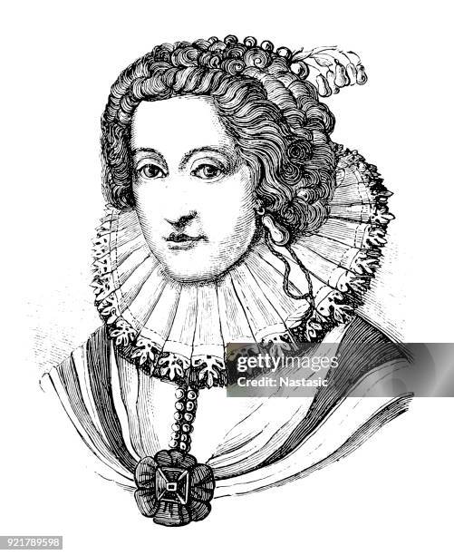 stockillustraties, clipart, cartoons en iconen met elizabeth stuart (19 augustus 1596 – 13 februari 1662) was keurvorstin van de palts - elizabethaanse stijl