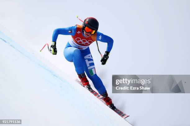 Sofia Goggia of Italy competes during the Ladies' Downhill on day 12 of the PyeongChang 2018 Winter Olympic Games at Jeongseon Alpine Centre on...