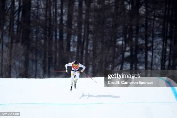 Victor Oehling Norberg of Sweden competes in the Freestyle Skiing Men's Ski Cross Seeding on day 12 of the PyeongChang 2018 Winter Olympic Games at...