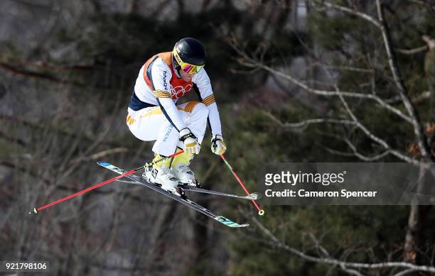 Victor Oehling Norberg of Sweden competes in the Freestyle Skiing Men's Ski Cross Seeding on day 12 of the PyeongChang 2018 Winter Olympic Games at...