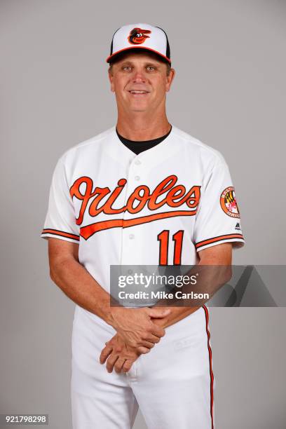 Bobby Dickerson of the Baltimore Orioles poses during Photo Day on Tuesday, February 20, 2018 at Ed Smith Stadium in Sarasota, Florida.