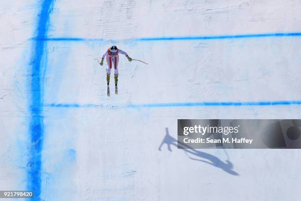 Nicole Schmidhofer of Austria competes during the Ladies' Downhill on day 12 of the PyeongChang 2018 Winter Olympic Games at Jeongseon Alpine Centre...