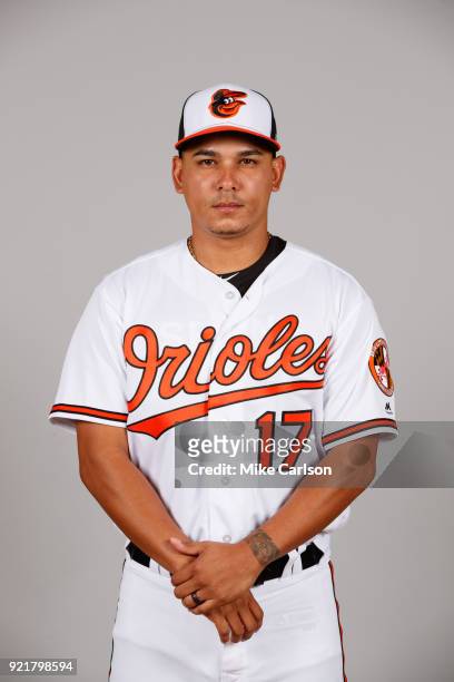 Ruben Tejada of the Baltimore Orioles poses during Photo Day on Tuesday, February 20, 2018 at Ed Smith Stadium in Sarasota, Florida.