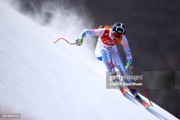 Laurenne Ross of the United States competes during the Ladies' Downhill on day 12 of the PyeongChang 2018 Winter Olympic Games at Jeongseon Alpine...