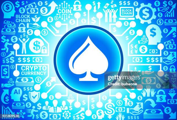 ilustraciones, imágenes clip art, dibujos animados e iconos de stock de tarjetas espadas icono de dinero y fondo cryptocurrency - casino chips