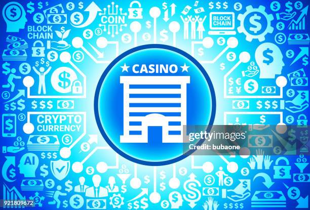 ilustraciones, imágenes clip art, dibujos animados e iconos de stock de edificio casino icono de dinero y fondo cryptocurrency - casino chips