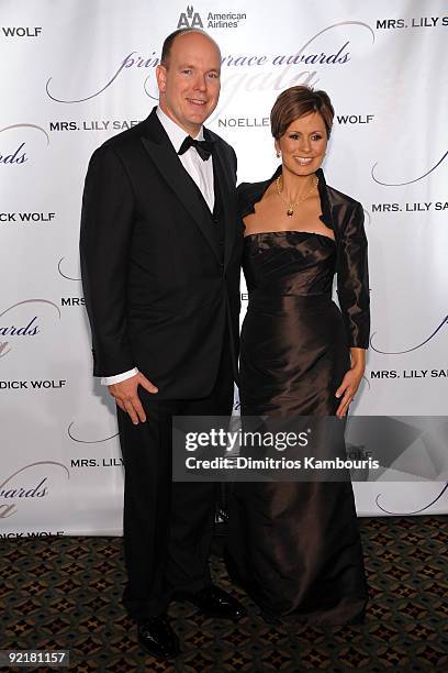 Prince Albert II of Monoco and TV personality Maggie Rodriguez attend the 2009 Princess Grace Awards Gala at Cipriani 42nd Street on October 21, 2009...