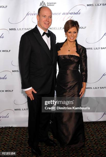 Prince Albert II of Monoco and TV personality Maggie Rodriguez attend the 2009 Princess Grace Awards Gala at Cipriani 42nd Street on October 21, 2009...